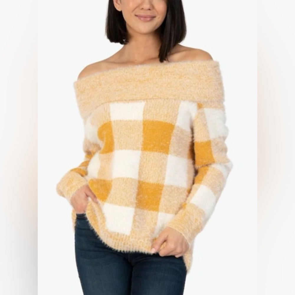 KUT from the Kloth Haruka Off-the-Shoulder Sweater in Mustard Size‎ Medium